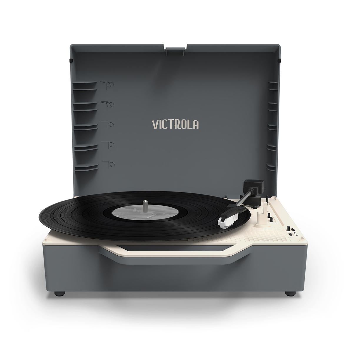 

Victrola VSC-725SB Re-Spin Sustainable Three-Speed Suitcase Turntable, Bluetooth Graphite Gray